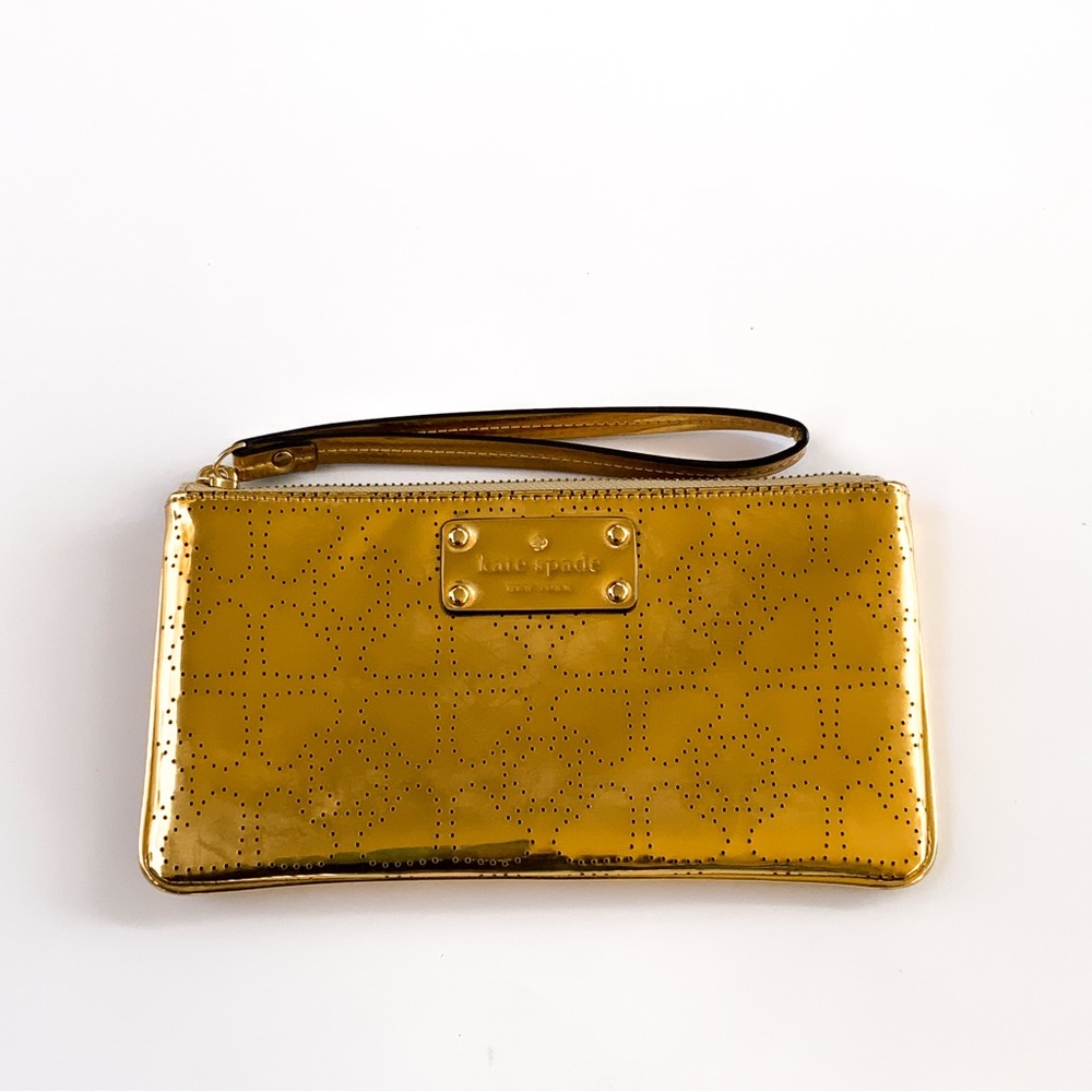 Gold Kate Spade Clutch Wallet Wristlet. Gold metallic. Chic or casual.